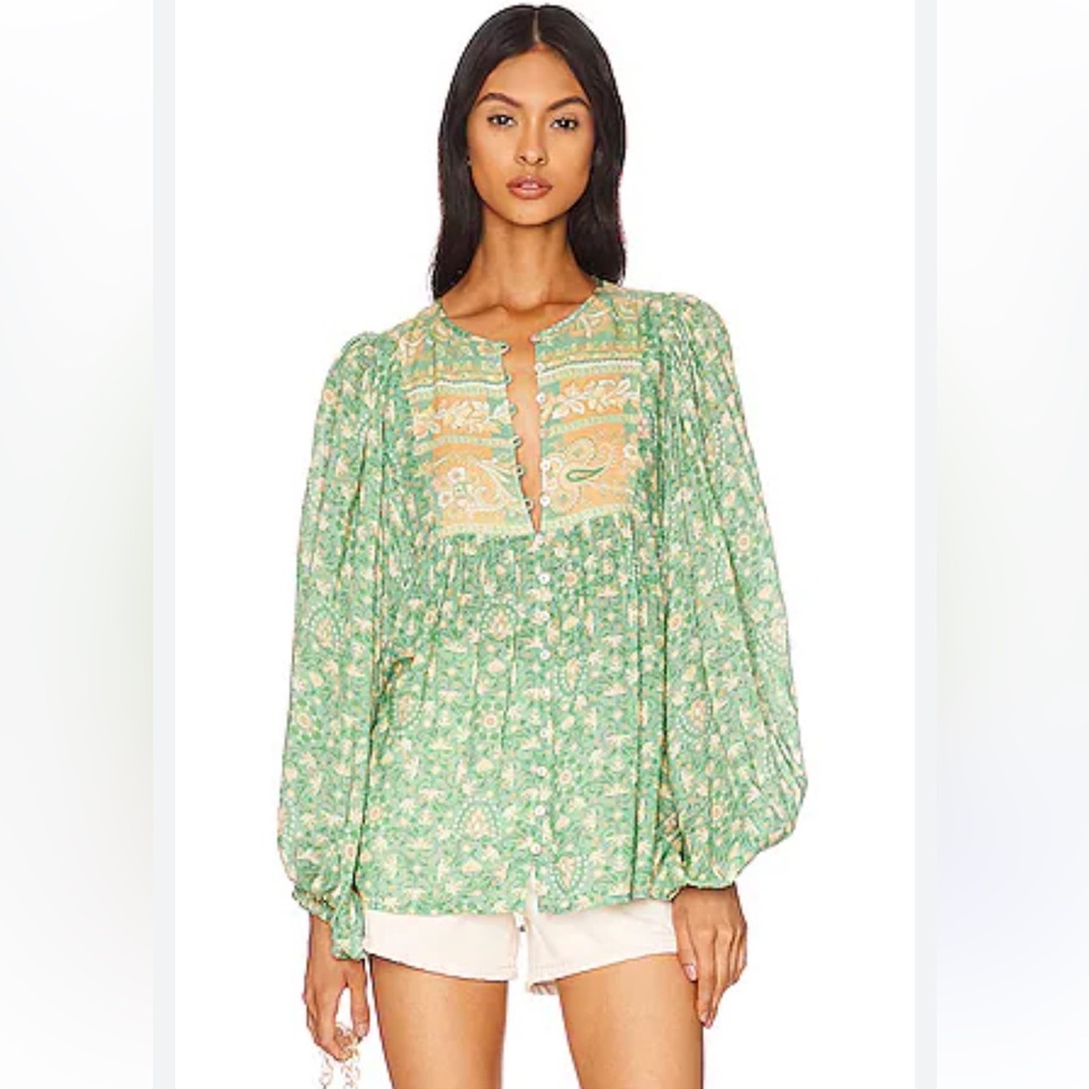 Spell & The Gypsy Collective Emerald Madame Peacock Floral Boho Blouse